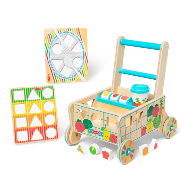 Wooden Shape Sorting Grocery Cart - Image 4