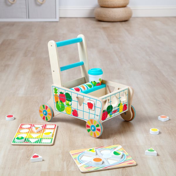 Wooden Shape Sorting Grocery Cart - Image 9
