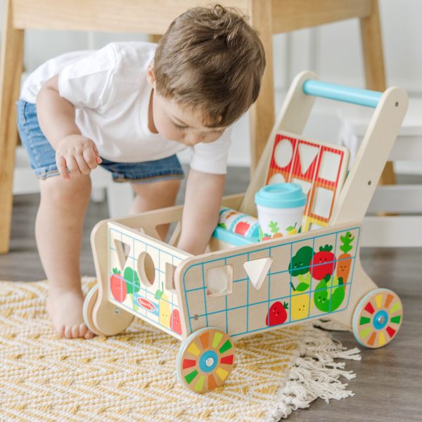 Wooden Shape Sorting Grocery Cart - Image 6