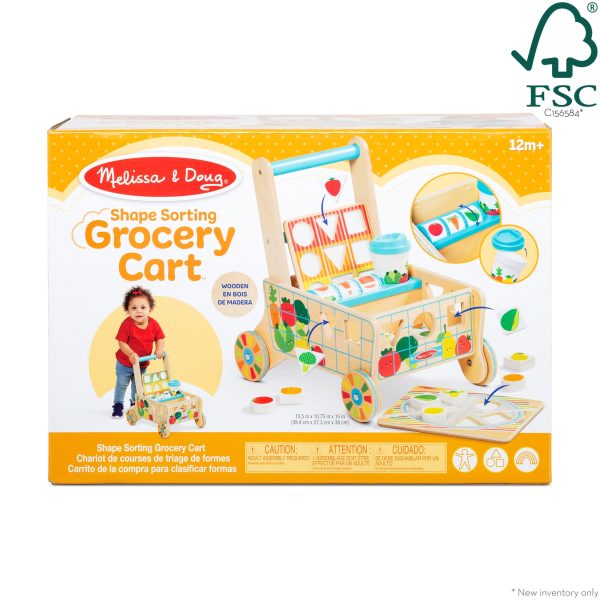 Wooden Shape Sorting Grocery Cart - Image 3
