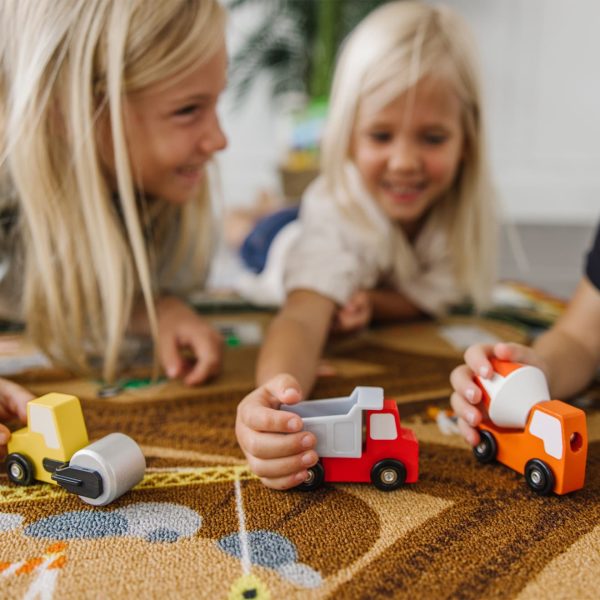 Round the Construction Zone Work Site Rug & Vehicle Set - Image 7